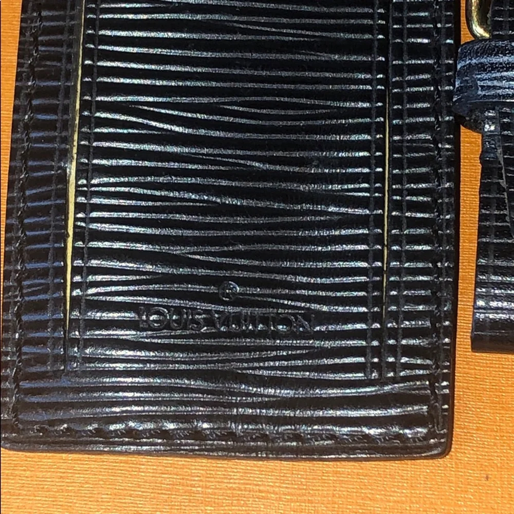 Louis Vuitton Black Epi Leather Luggage Tag and Poignet Set